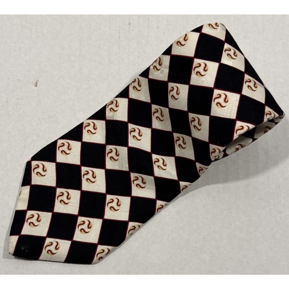 Bravini 58” Men’s Tie 100% Silk Made In USA Geometric Jacquard 80s Vintage 4" W